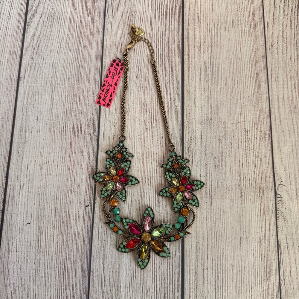 BETSY JOHNSON Jeweled Rhinestone Statement Necklace NWT